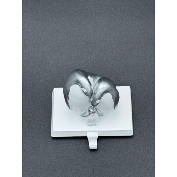 Penguin Family Christmas Stocking Holder Silver and White Beautiful - Picture 5 of 7